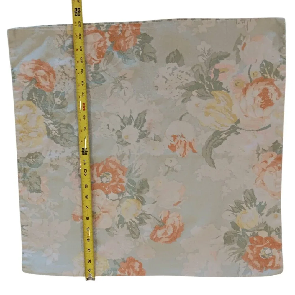 1 Pottery Barn Elora Pillow Cover Floral Paisley Linen Cotton Green Orange 24x24